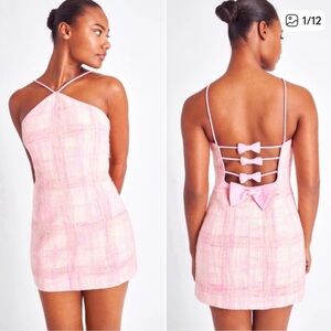 Love Shack Fancy Pink Strappy Back Bow Dress 12